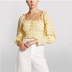 Faithfull the brand S Ella Yellow Pink Floral Crop Top